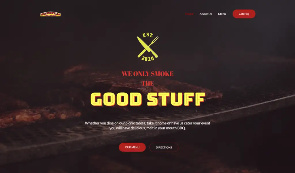 Screenshot of Motherwells BBQ Website
