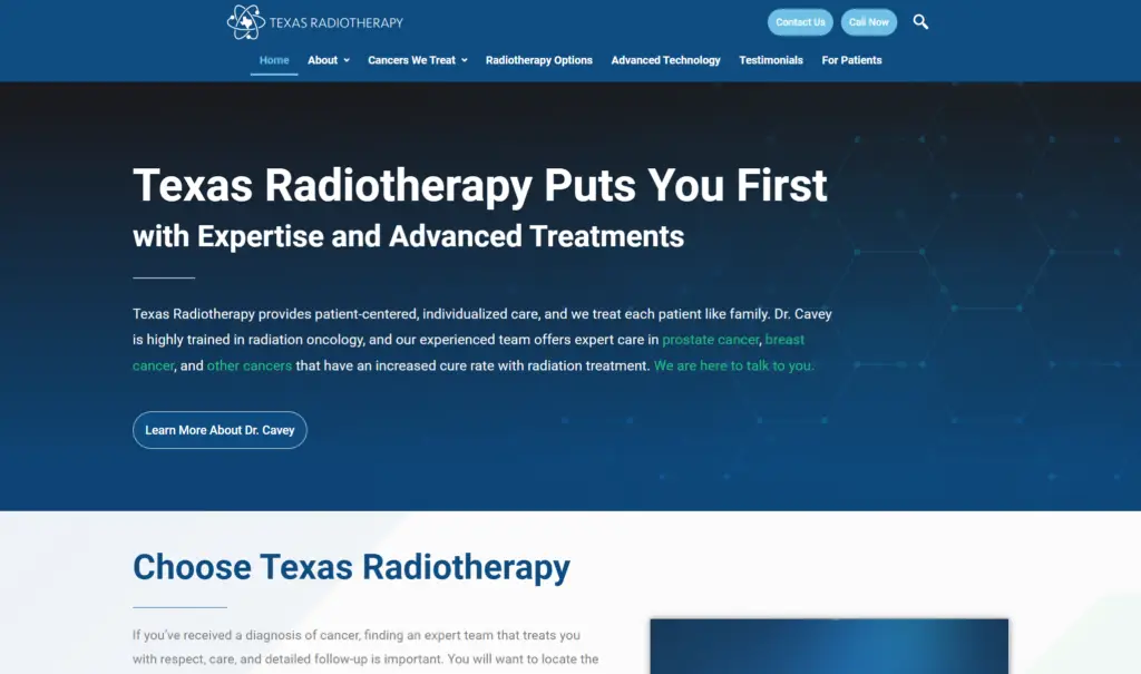 Screenshot of Texas Radio Therapy Website